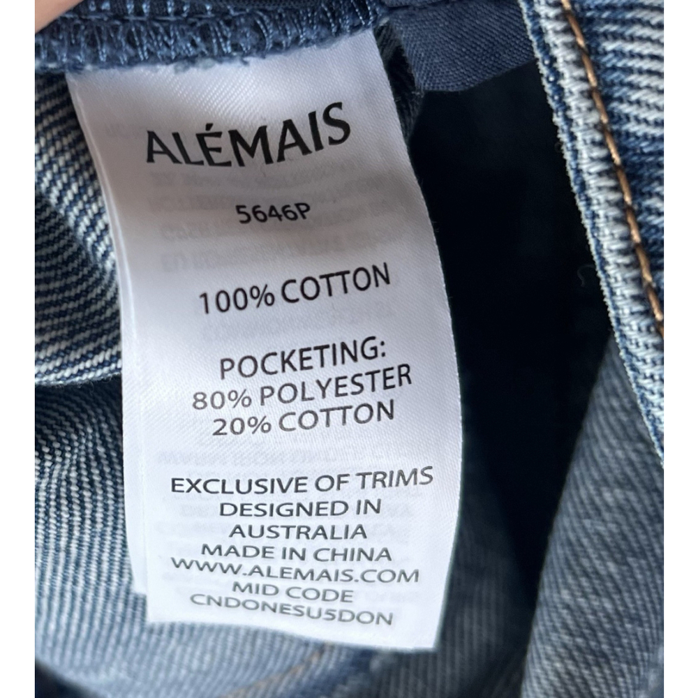 NWT Alemais Jacones Spliced Denim Jean Indigo Wide Leg Embroidered AU 10 US 6 - Picture 13 of 13